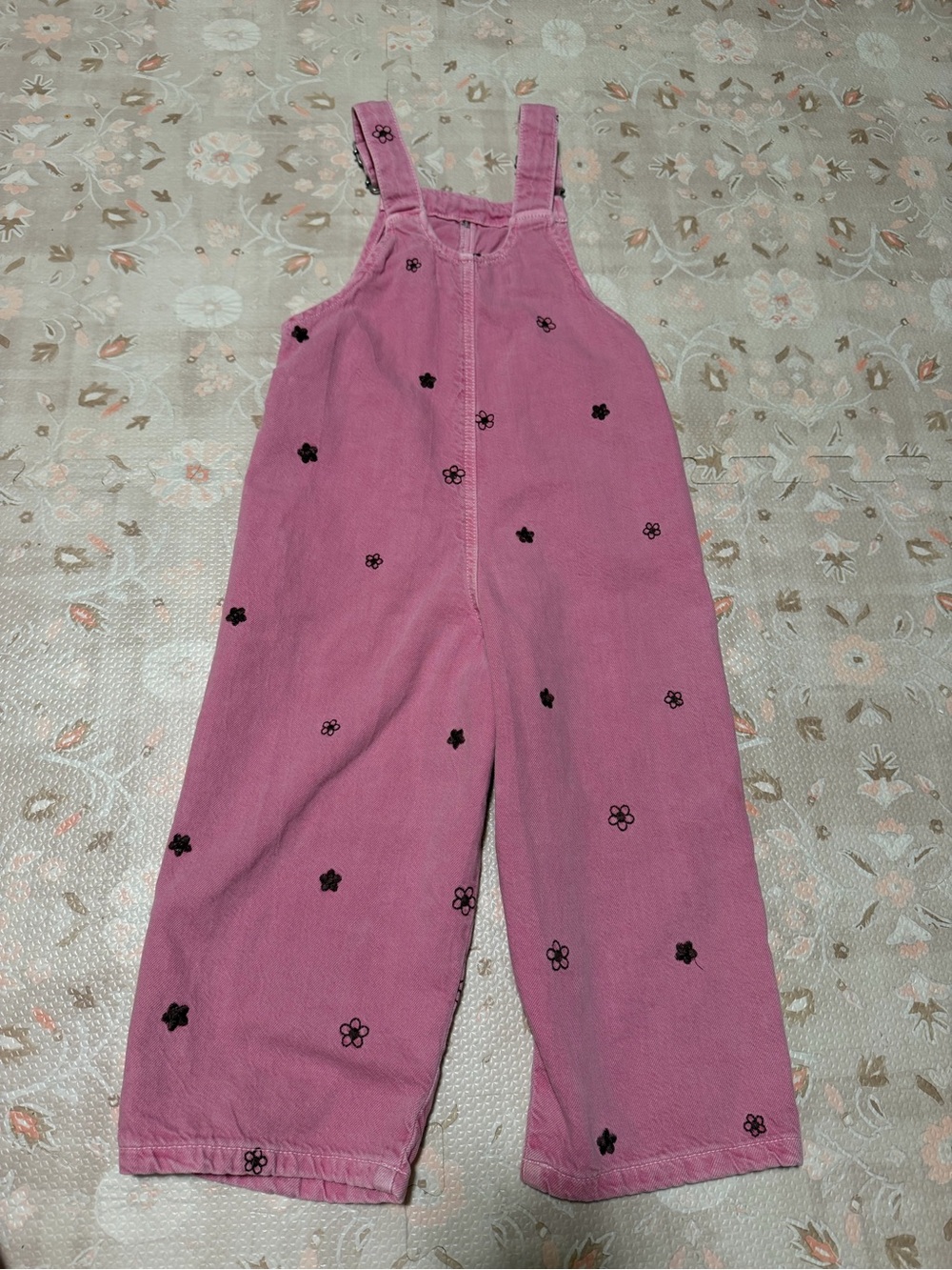 Zara 4T Pink Floral Embroidered Kids' Overalls - Picture 3 of 3